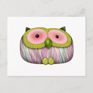 dainty mustard owl postcard