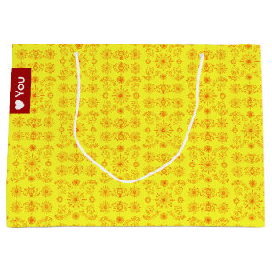 Dainty Orange on Yellow Large Gift Bag
