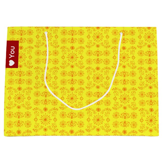 Dainty Orange on Yellow Large Gift Bag (Front)