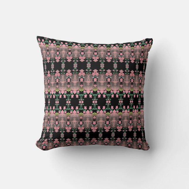 Dainty Pink Accented Patterned Throw Pillow (Front)