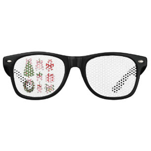 Dainty Pink Coquette Bow Christmas Tree Tee Retro Sunglasses