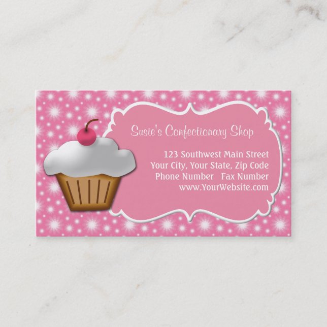 Dainty Pink Cupcake Business Card (Front)