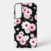 Dainty Pink Daisy Floral Pattern Black