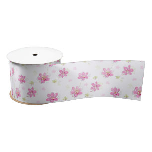 Dainty Pink Posies Satin Ribbon