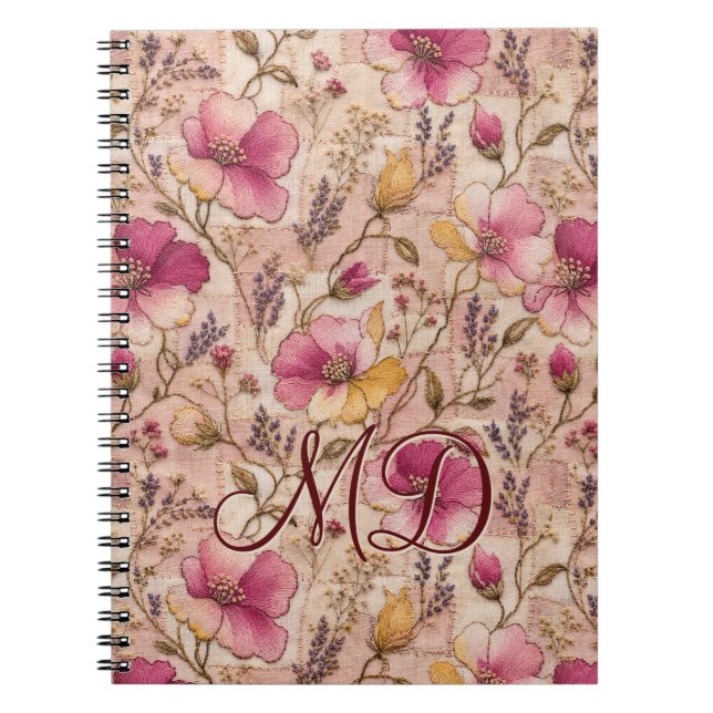 Dainty Rose Floral Garden Pattern Notebook (Front)