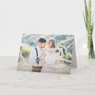 Dainty Script Forever Thankful Wedding Thank You