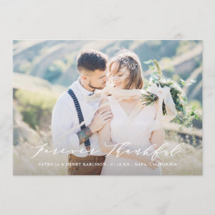 Dainty Script Forever Thankful Wedding Thank You Card