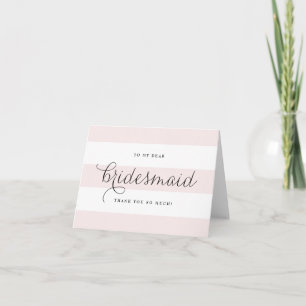 Dainty Script & Pink Stripes Bridesmaiers Merci