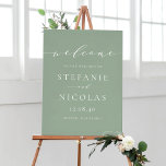 Dainty Script Sage Green Wedding Welcome Poster<br><div class="desc">Welcome your wedding guests with this romantic wedding welcome sign. This customizable wedding welcome sign features a dainty script with classic typography on a sage green background.</div>