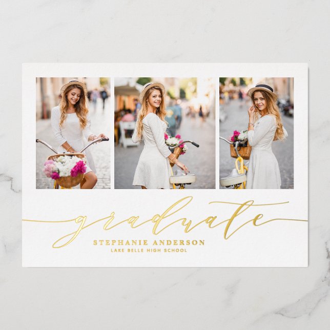 Dainty Script Three Photo Graduation (Front)