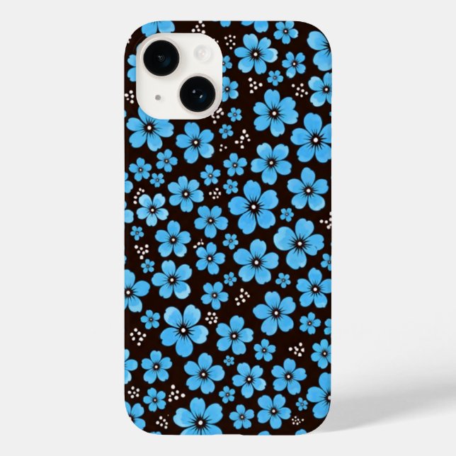 Dainty Sky Blue Floral Chintz Pattern Black iPhone Case-Mate iPhone Case (Back)