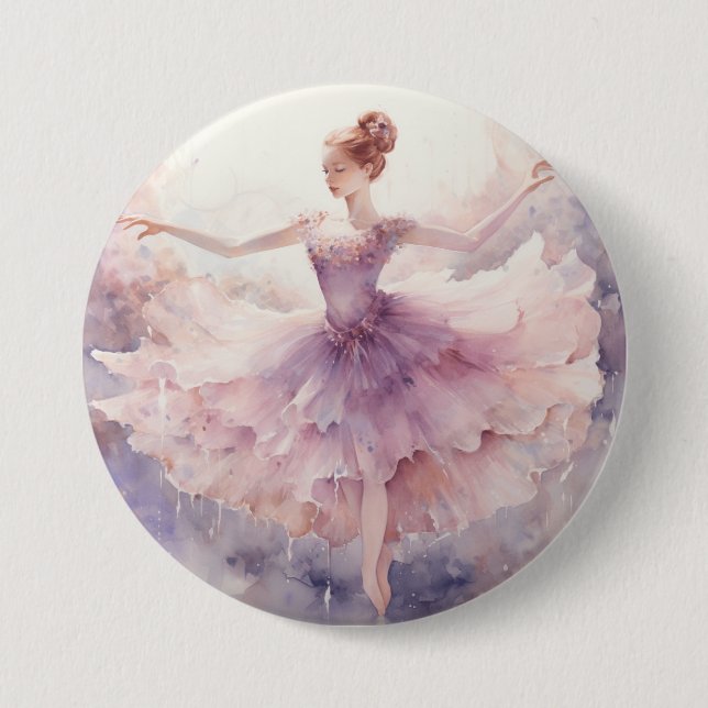 Dainty Sugar Plum Fairy Nutcracker Magic 3 Inch Round Button (Front)