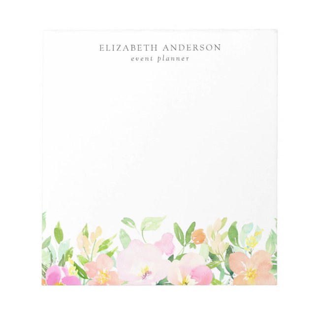 Dainty Watercolor Flowers | Pastel Floral Notepad (Front)