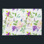 Dainty Watercolor Flowers | Peonies and Wisterias Kitchen Towel<br><div class="desc">Colourful and feminine kitchen towel featuring watercolor blush peonies and purple wisterias. This will be perfect for accent to any kitchen.</div>
