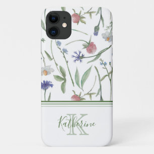 Dainty wild flowers personalized iPhone 11 case