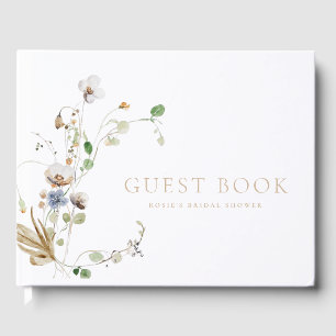Dainty Wildflower Soft Tan Guest Book