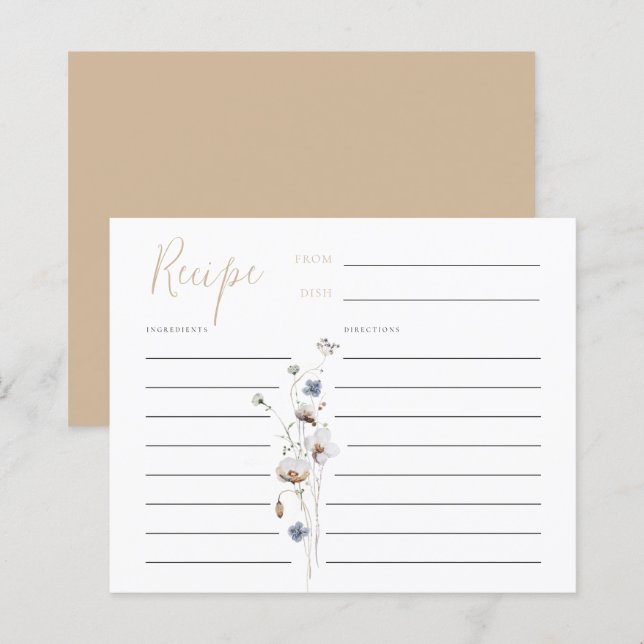 Dainty Wildflower Soft Tan Recipe Card (Front/Back)