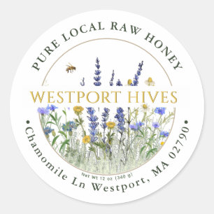 Dainty Wildflowers Honey Label Pure Local Raw 