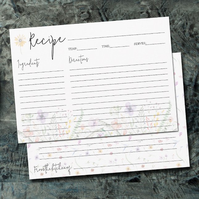Dainty Wildflowers Recipe Cards (Dainty wildflowers recipe cards)