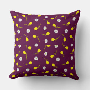 Dainty Yellow Floral Repeat Pattern Art Throw Pillow