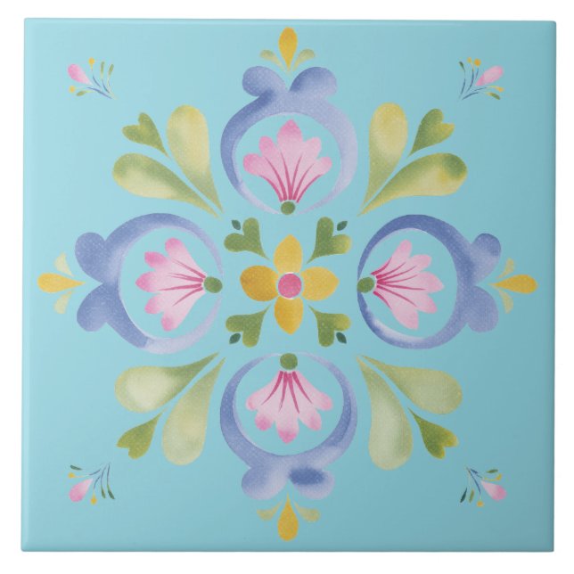 Dainty Yellow Flower Unique Tile (Front)