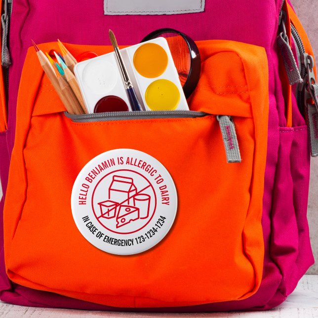 Dairy Allergy Badge  4 Inch Round Button (Creator Uploaded)