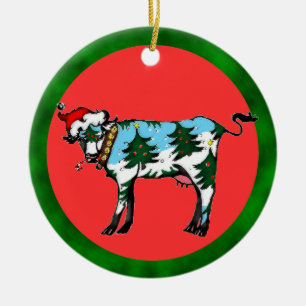 Dairy Christmas Ceramic Ornament