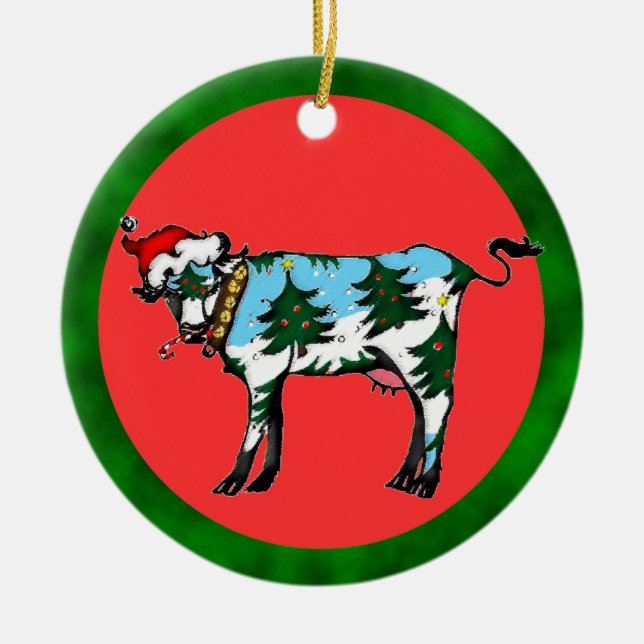 Dairy Christmas Ceramic Ornament (Front)