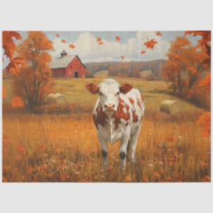 Dairy Cow Autumn Farm Landscape Decoupage Tissue Paper