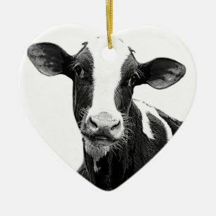 Dairy Cow - Black and White Dairy Calf Ceramic Ornament
