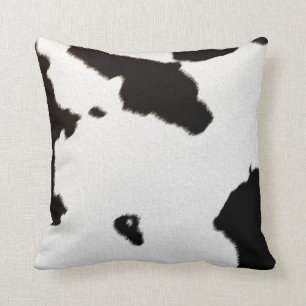 dairy cow black and white spots elegant throw pillow