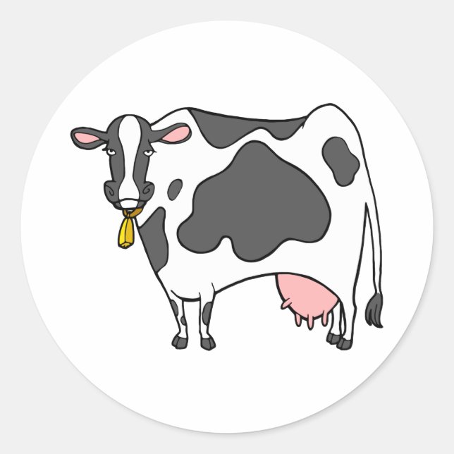 Dairy Cow Cartoon Classic Round Sticker (Front)