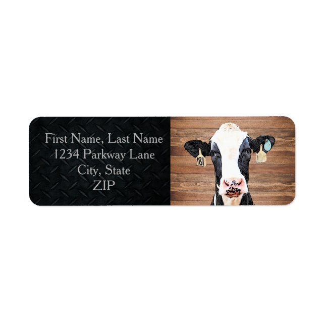 Dairy Cow Holstein Cute Farm Return Adresse (Devant)