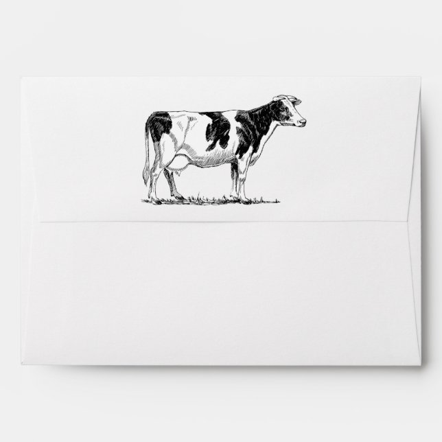 Dairy Cow Holstein Fresian Pencil Drawing Envelope (Back (Top Flap))