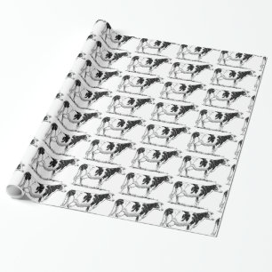 Dairy Cow Holstein Fresian Pencil Drawing Wrapping Paper