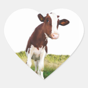 Dairy Cow -  Painted Brown & White Holstein Heart Sticker