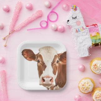 dairy cow paper plate