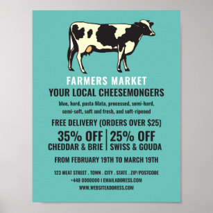 Dairy Cow Portrait, Cheesemonger Advertising Poster