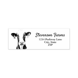 Dairy Farm Cow Milk Small Business Return Address Self-inking Stamp