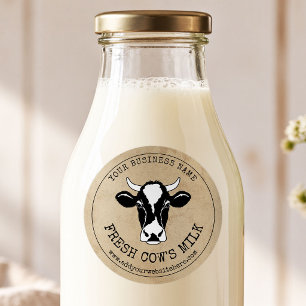 Dairy Farm Cow's Milk Label Rustic Brown Paper