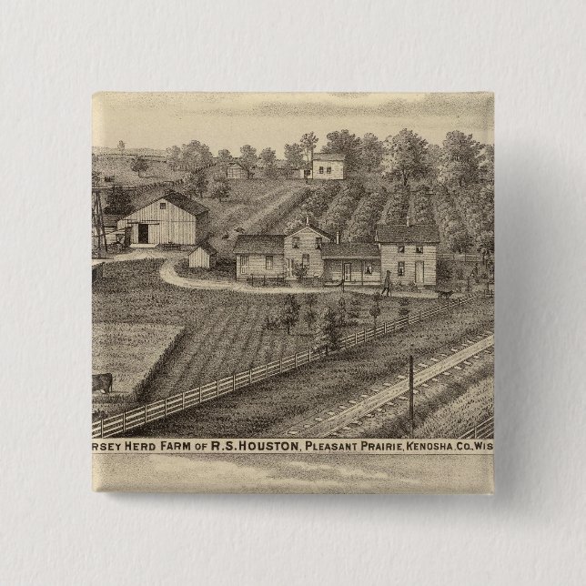 Dairy farms of RS Houston and WC White 2 Inch Square Button (Front)