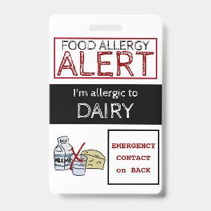 Dairy Food Allergy Alert Label Badge