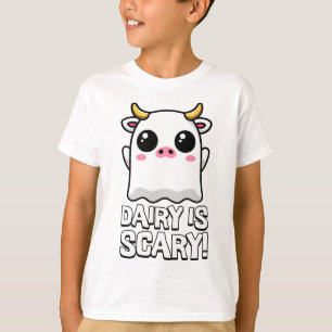 Dairy Is Scary! Cute Lactose Ghost Cow Pun T-Shirt