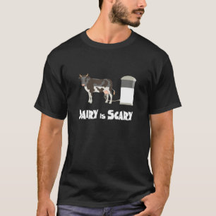 Dairy Is Scary Vegan Cow In Factory Farming T-Shirt