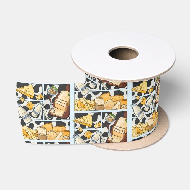 Dairy products pattern satin ribbon (Spool)