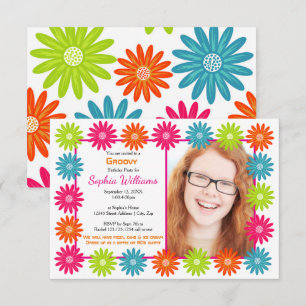 Daisées colorées - Invitation d'anniversaire 3x5