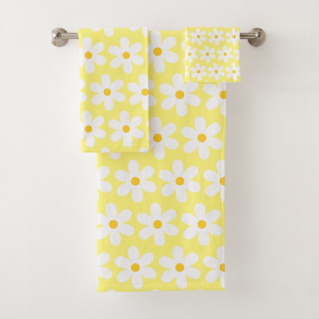 Daisées Retro Floral Pattern Blanc Jaune (En situation)