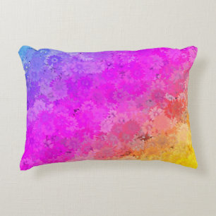 Daises Rainbow Floral Polyester or Cotton Decorative Pillow