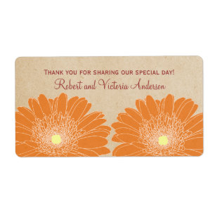Daisières délicates Étiquettes de mariage, orange