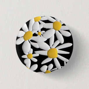 DAISIES 1 INCH ROUND BUTTON
